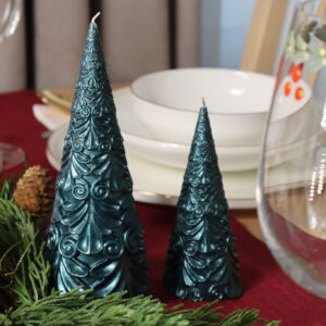 Balmumu Dekoratif Mum - Petrol Yeşili Sedefli