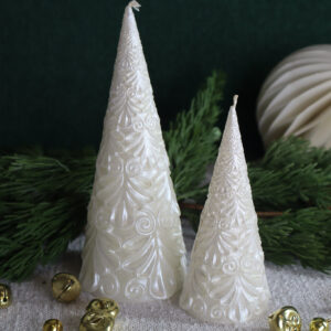 Balmumu Dekoratif Mum - Beyaz Sedefli