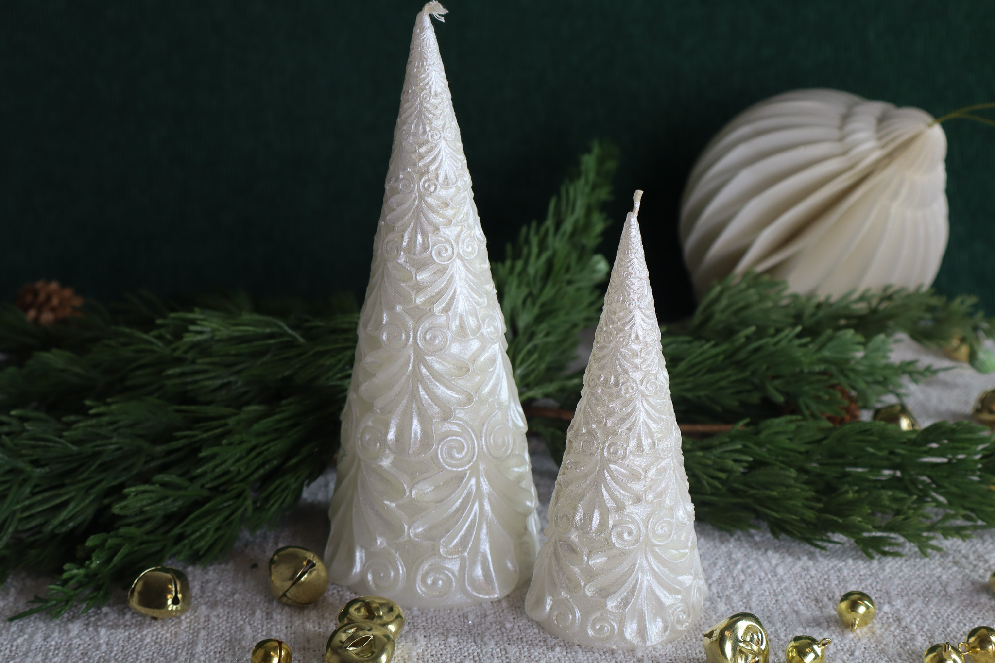 Balmumu Dekoratif Mum - Beyaz Sedefli