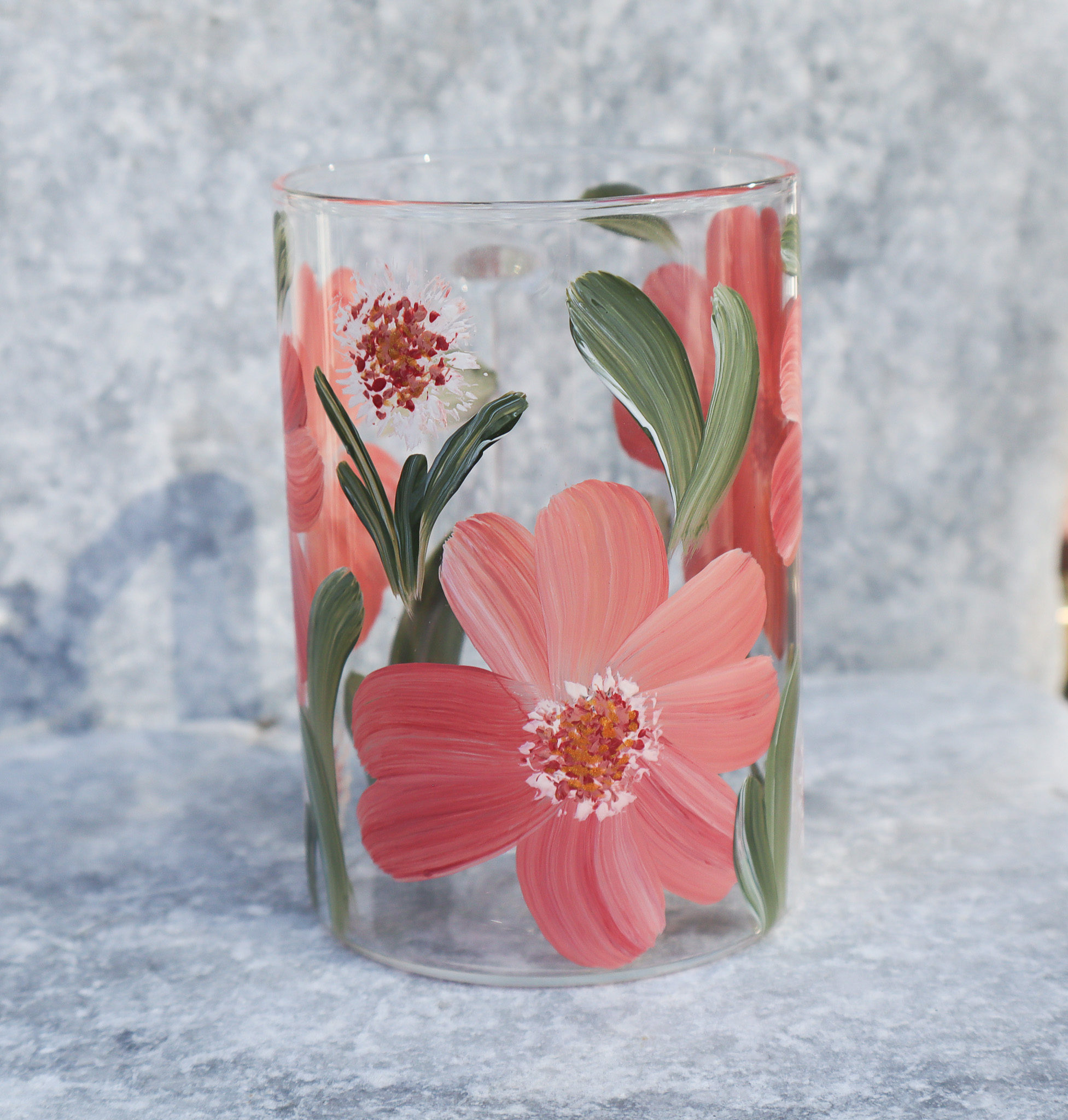 Peach Blossom - Cam Kupa 270 ml, şeftali çiçekli ön görünüm